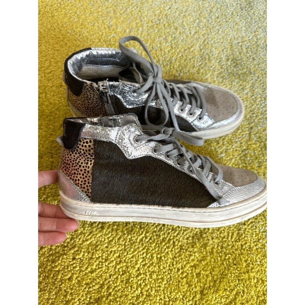 COPY - P448 Glitter Sparkle  Fur Print Leather Women’s  Sneakers Size 7.5-8 Lac…